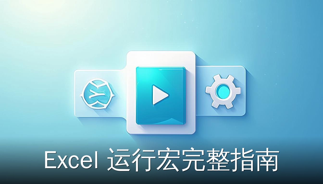 Excel运行宏的界面示意图，突出宏按钮和播放图标