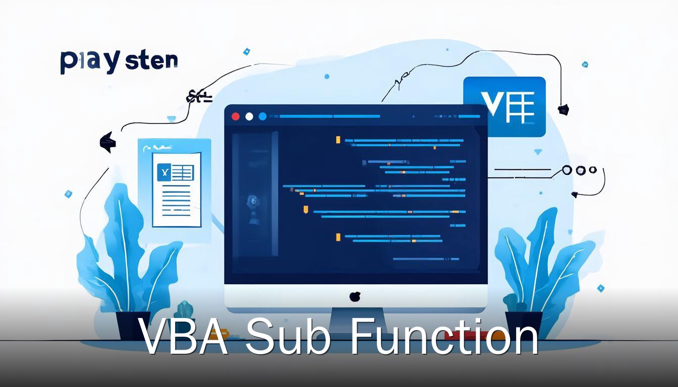 VBA Sub Function完整指南 封面图 展示VBA编辑器与Sub函数编写场景